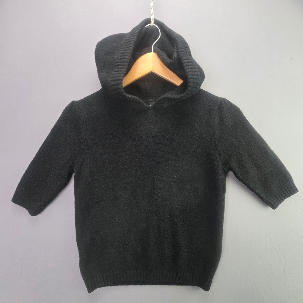 Collectif x ModCloth Cat Ear Hoodie Sweater M Black Short Sleeve Knit Pullover